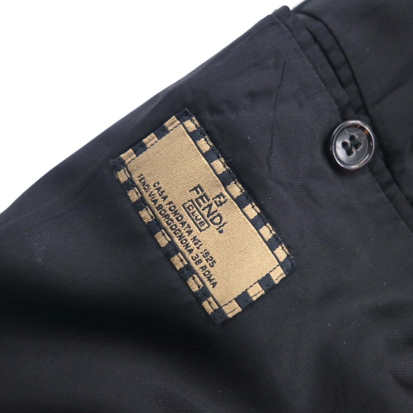 FENDI イタリア製 2B スーツ セットアップ M ブラック ヴァージンウール タック ワイド スラックス