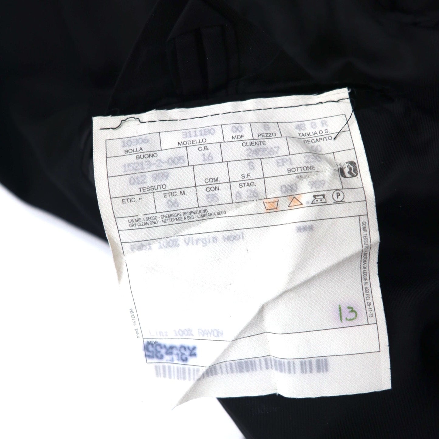 FENDI イタリア製 2B スーツ セットアップ M ブラック ヴァージンウール タック ワイド スラックス