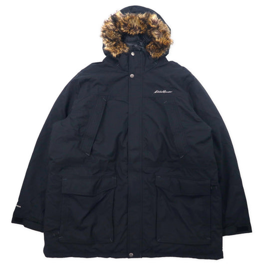 Eddie Bauer ウェザーエッジ プレミアムグース ダウンジャケット XXL ブラック ナイロン 650フィルパワー フード ファー 着脱式 Weatheredge Premium Goose Down Hooded 5571