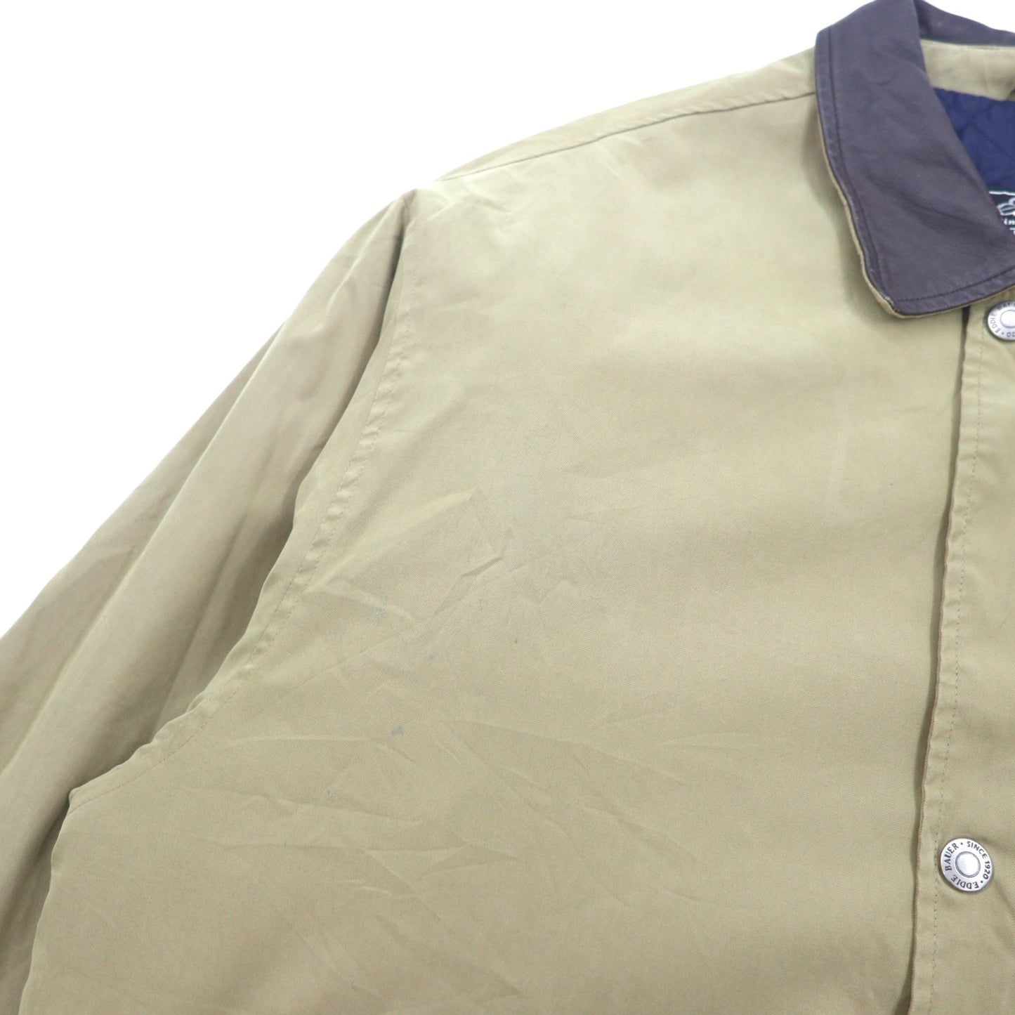 Eddie Bauer 90年代 ピーチスキン ハンティングジャケット XL ベージュ ポリエステル 襟レザー ドローコード キルティングライナー