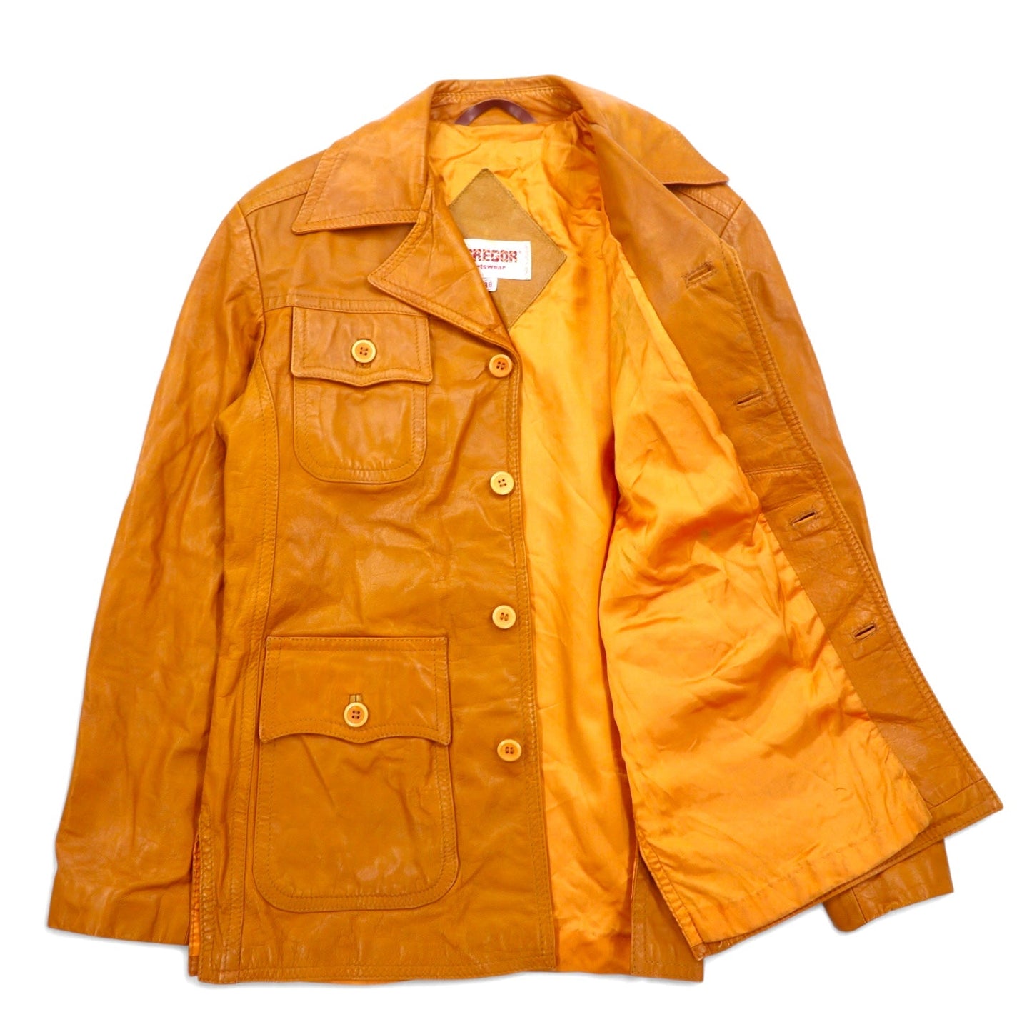 McGREGOR Sportswear 80年代 レザー サファリジャケット M ブラウン レザー ウルグアイ製