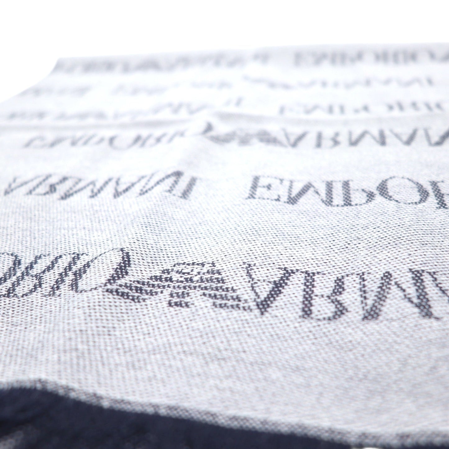 EMPORIO ARMANI イタリア製 モノグラム 総柄 ロゴ マフラー ネイビー  グレー リバーシブル ウール 625053 CC786 未使用