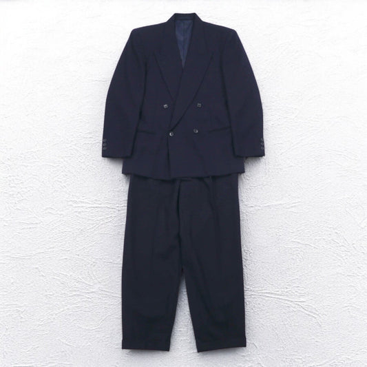 ATELIER SAB for men 90年代 ダブル スーツ セットアップ S ネイビー ウール ギャバジン 日本製
