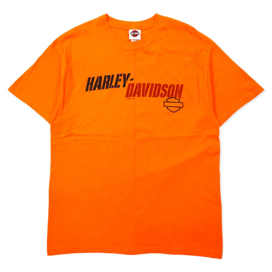 HARLEY DAVIDSON USA製 ロゴプリント Tシャツ L オレンジ コットン SMITH BROTHERS 両面プリント Hanes BEEFY-T