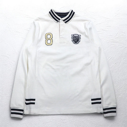 TOMMY HILFIGER リブライン ラガーシャツ L ホワイト コットン ナンバリング VINTAGE FIT