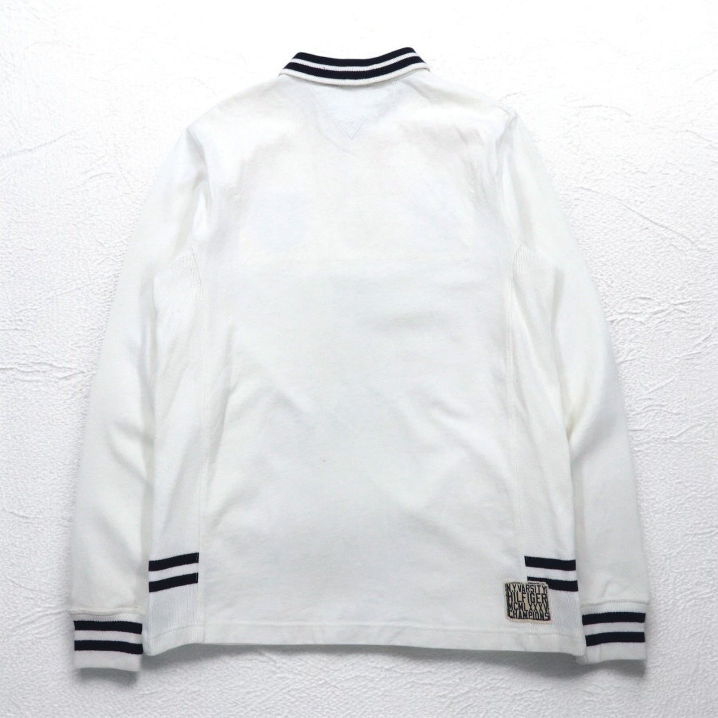 TOMMY HILFIGER リブライン ラガーシャツ L ホワイト コットン ナンバリング VINTAGE FIT