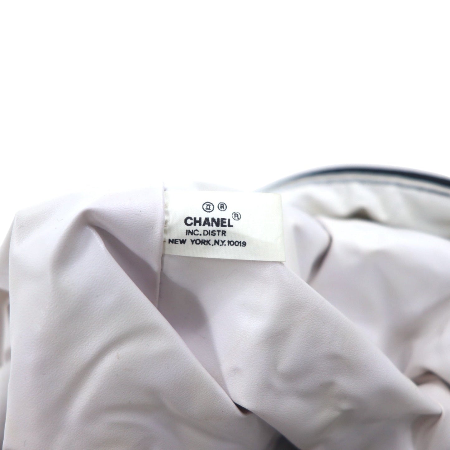 CHANEL 巾着 プールバッグ ワンショルダーバッグ ブラック キャンバス ロゴ プリント ノベルティー