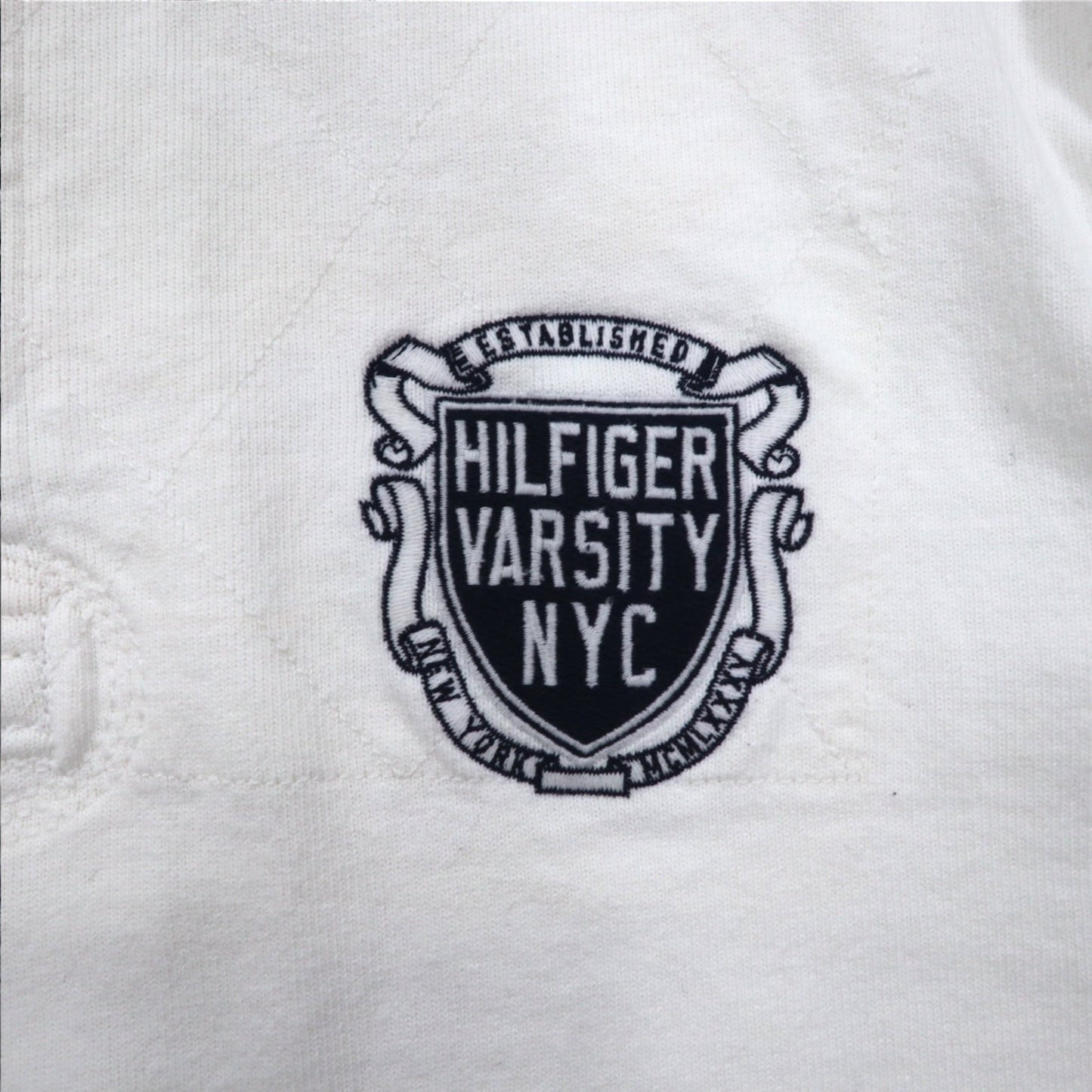 TOMMY HILFIGER リブライン ラガーシャツ L ホワイト コットン ナンバリング VINTAGE FIT