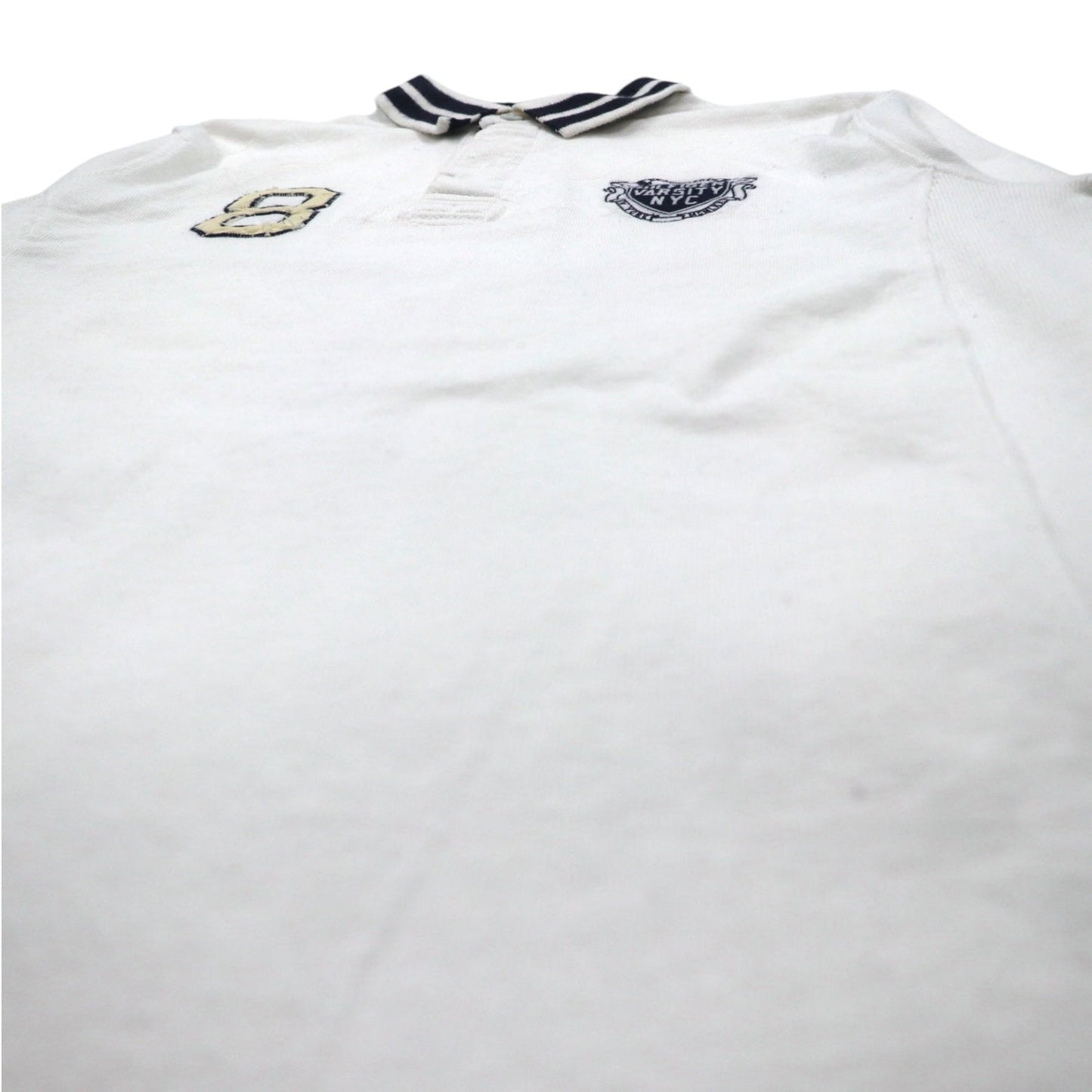 TOMMY HILFIGER リブライン ラガーシャツ L ホワイト コットン ナンバリング VINTAGE FIT