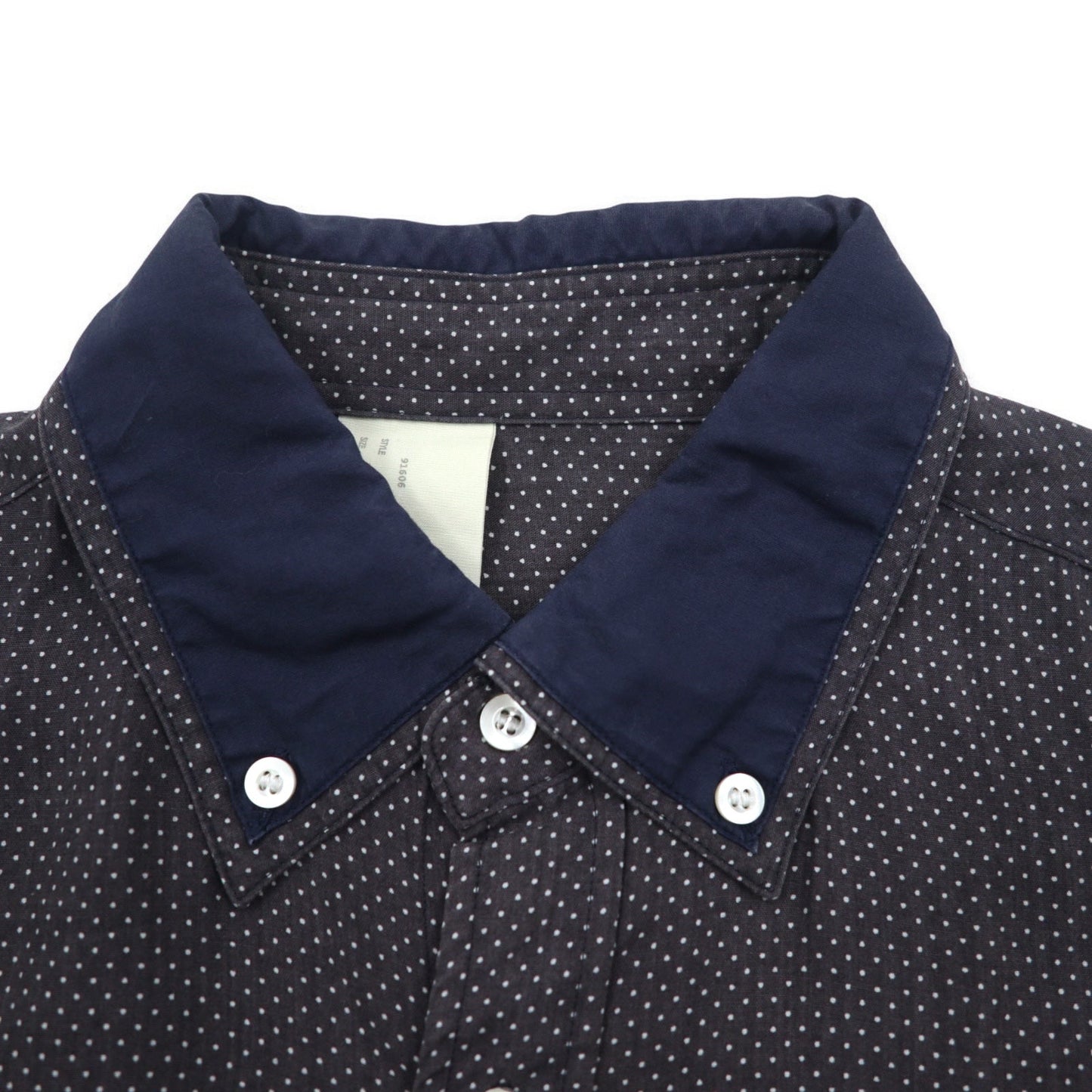 N.HOLLYWOOD レイヤードカラー ボタンダウンシャツ S グレー ドット柄 テンセル 91606 132-SH08 pieces 日本製