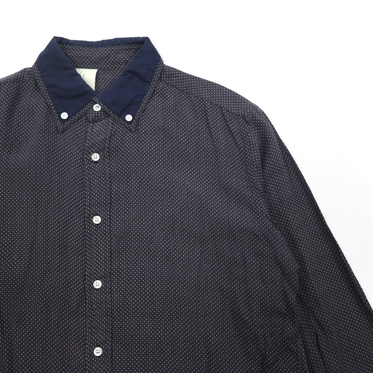 N.HOLLYWOOD レイヤードカラー ボタンダウンシャツ S グレー ドット柄 テンセル 91606 132-SH08 pieces 日本製