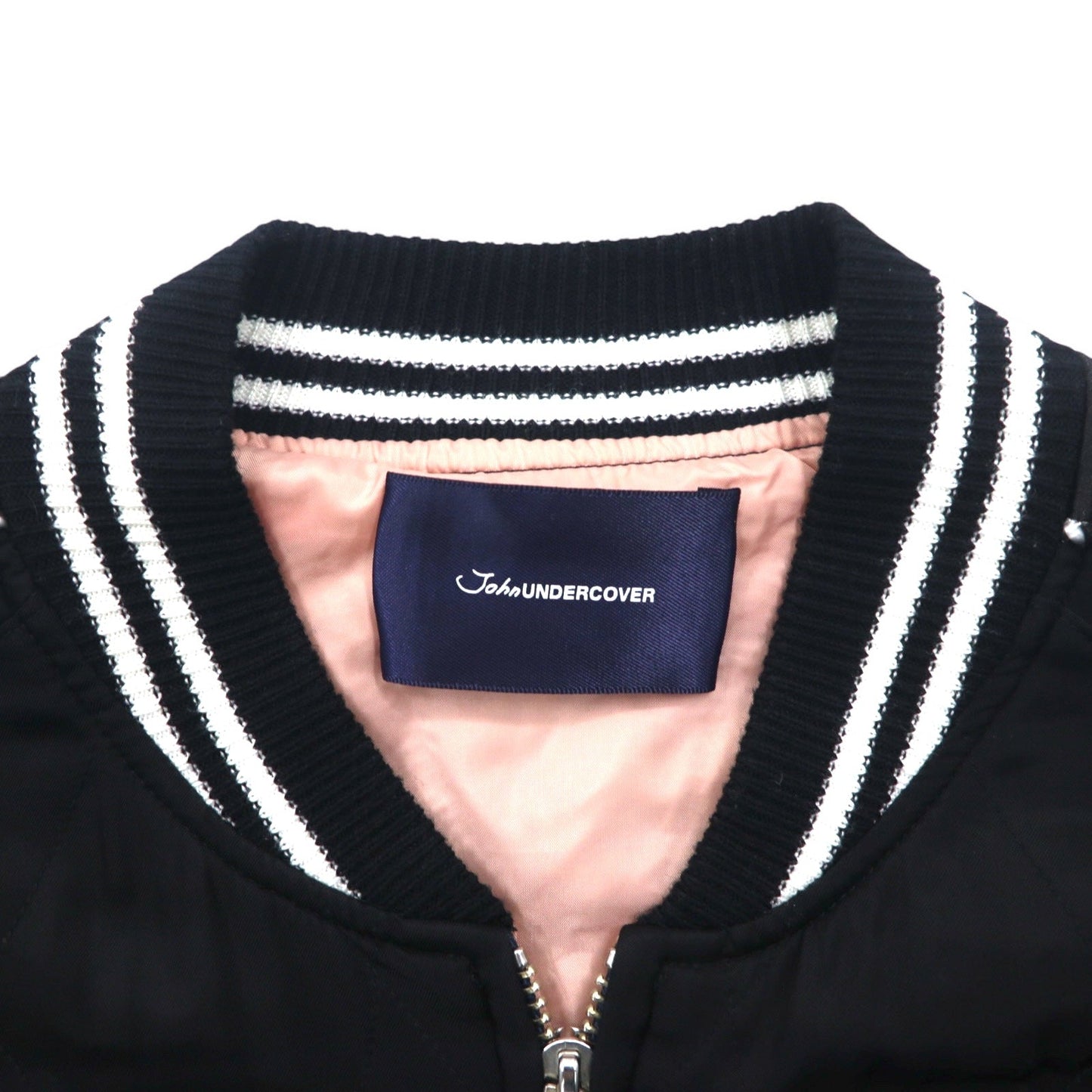 John UNDER COVER スカル刺繍 キルティング スカジャン M ブラック レーヨン JUQ4203 日本製