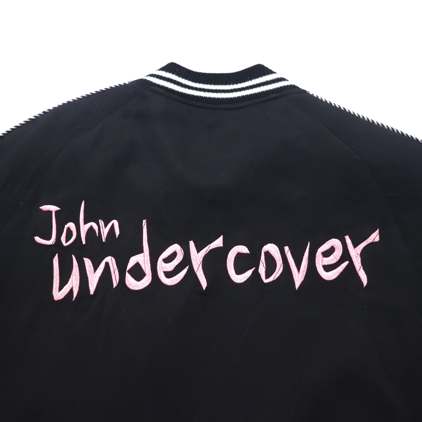 John UNDER COVER スカル刺繍 キルティング スカジャン M ブラック レーヨン JUQ4203 日本製