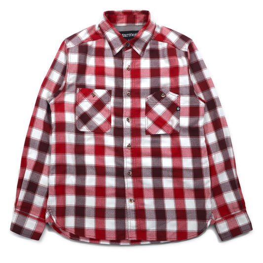 Marmot ブロックチェック シャツ S レッド ポリエステル コットン 山ポケ MJS-F7052