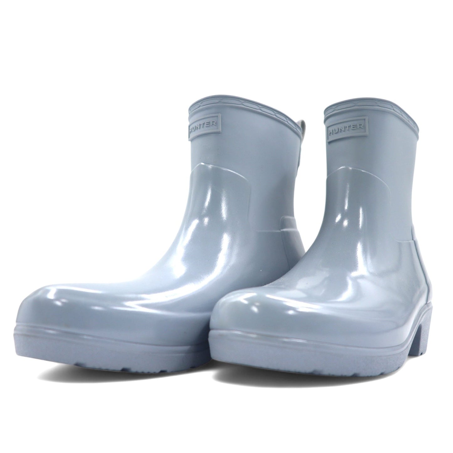 HUNTER リファインド ロー ヒール バイカー グロスデュオ REF LOW HEEL BIKER GLOSS DUO ラバーブーツ レインブーツ 25cm グレー WFS2037DUO