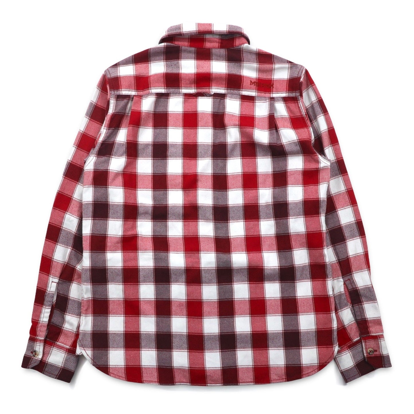 Marmot ブロックチェック シャツ S レッド ポリエステル コットン 山ポケ MJS-F7052
