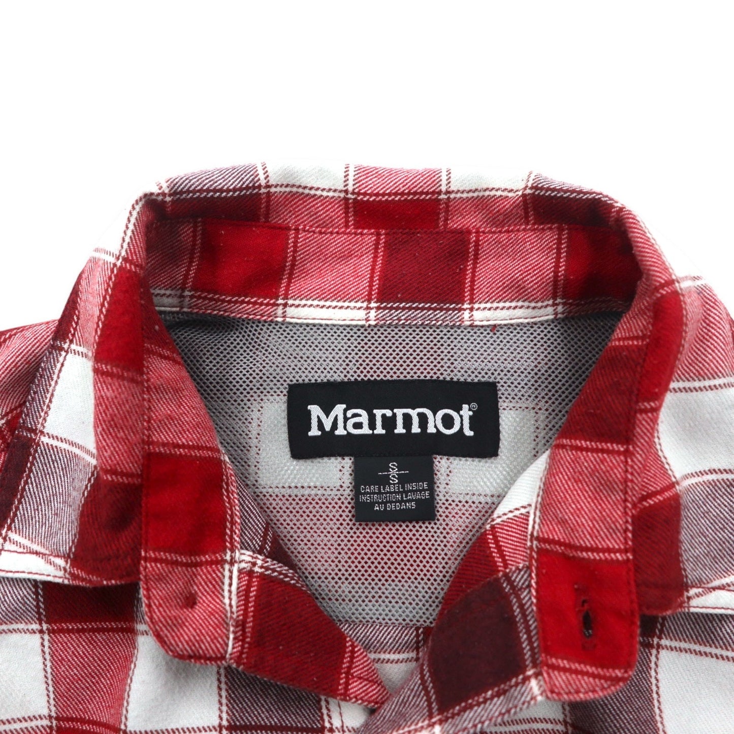 Marmot ブロックチェック シャツ S レッド ポリエステル コットン 山ポケ MJS-F7052