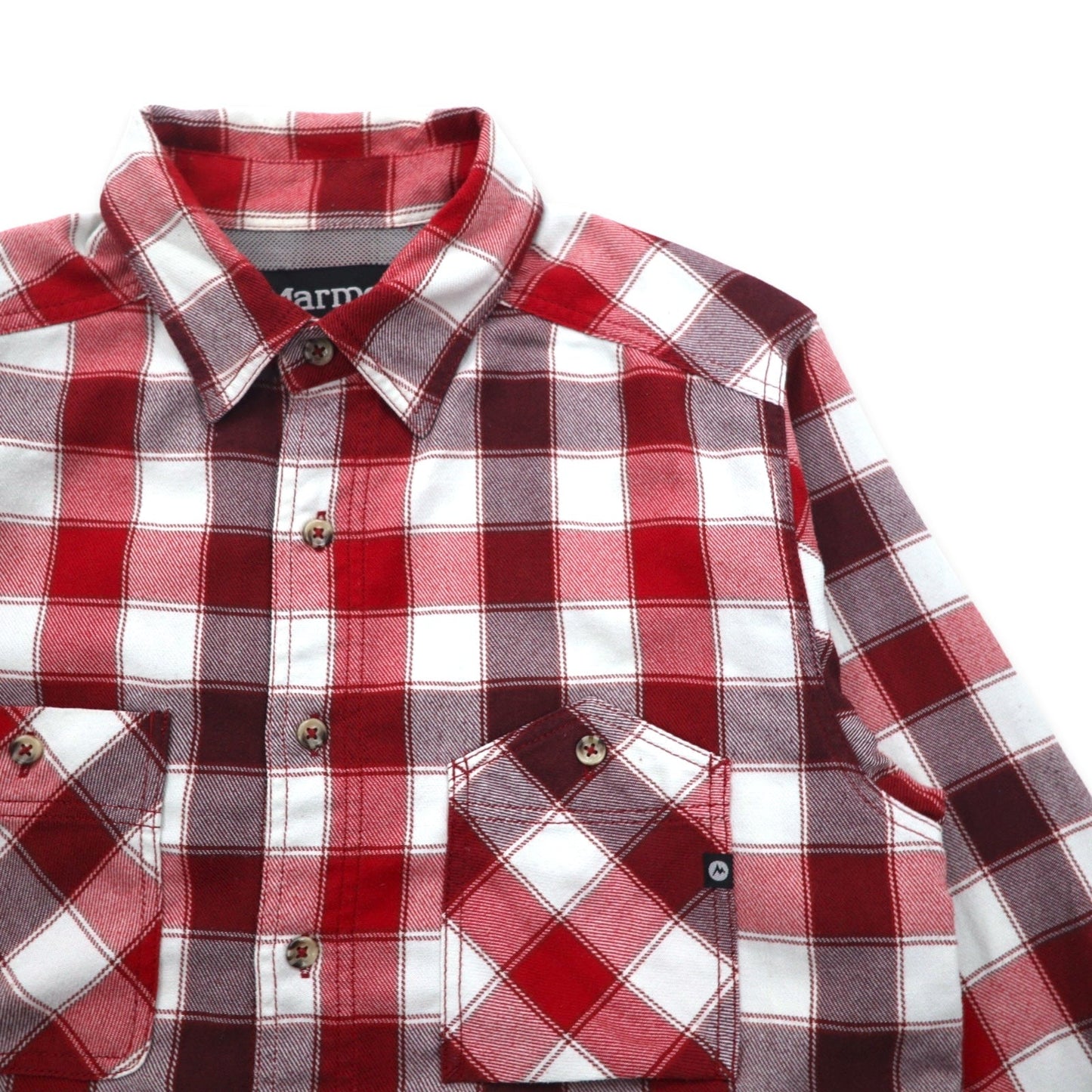 Marmot ブロックチェック シャツ S レッド ポリエステル コットン 山ポケ MJS-F7052