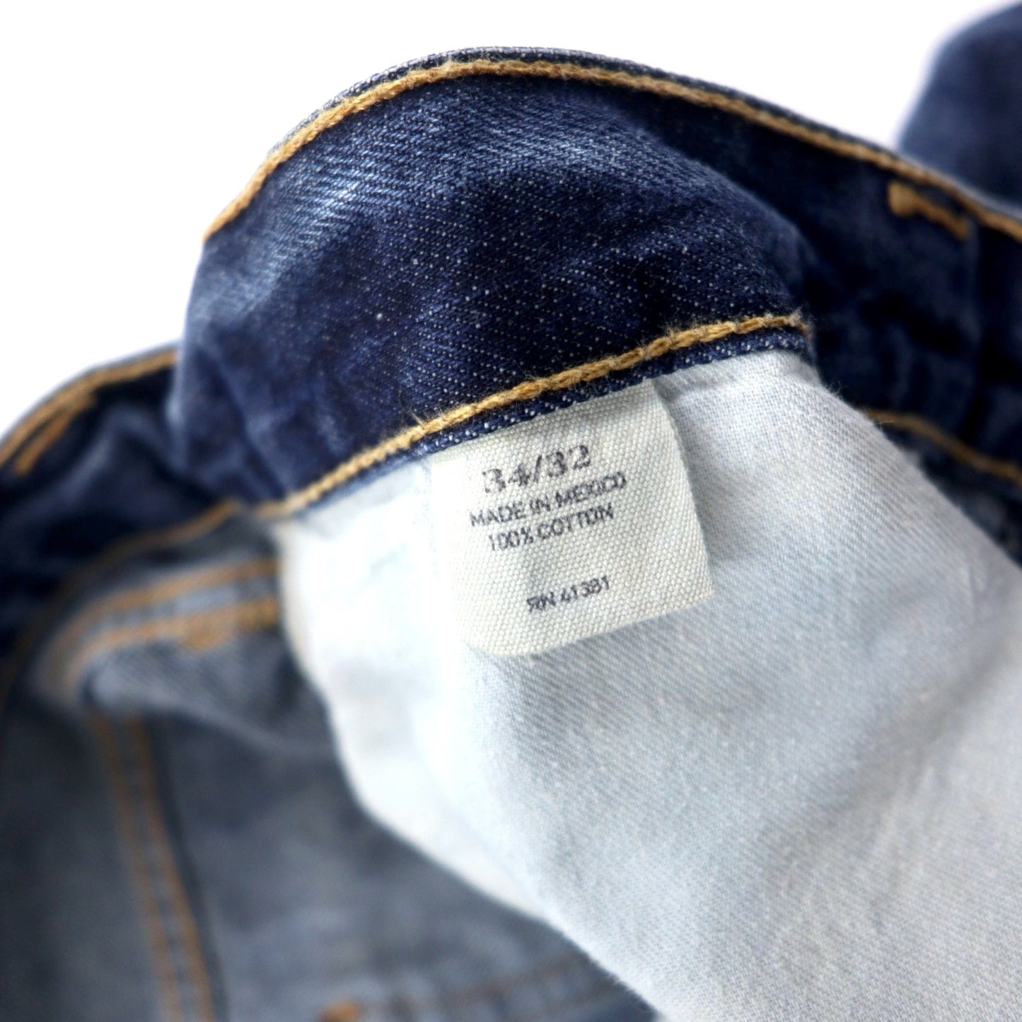 POLO RALPH LAUREN デニムパンツ 34 ブルー コットン レザーパッチ ジッパーフライ RL ロゴ 刺繍 メキシコ製