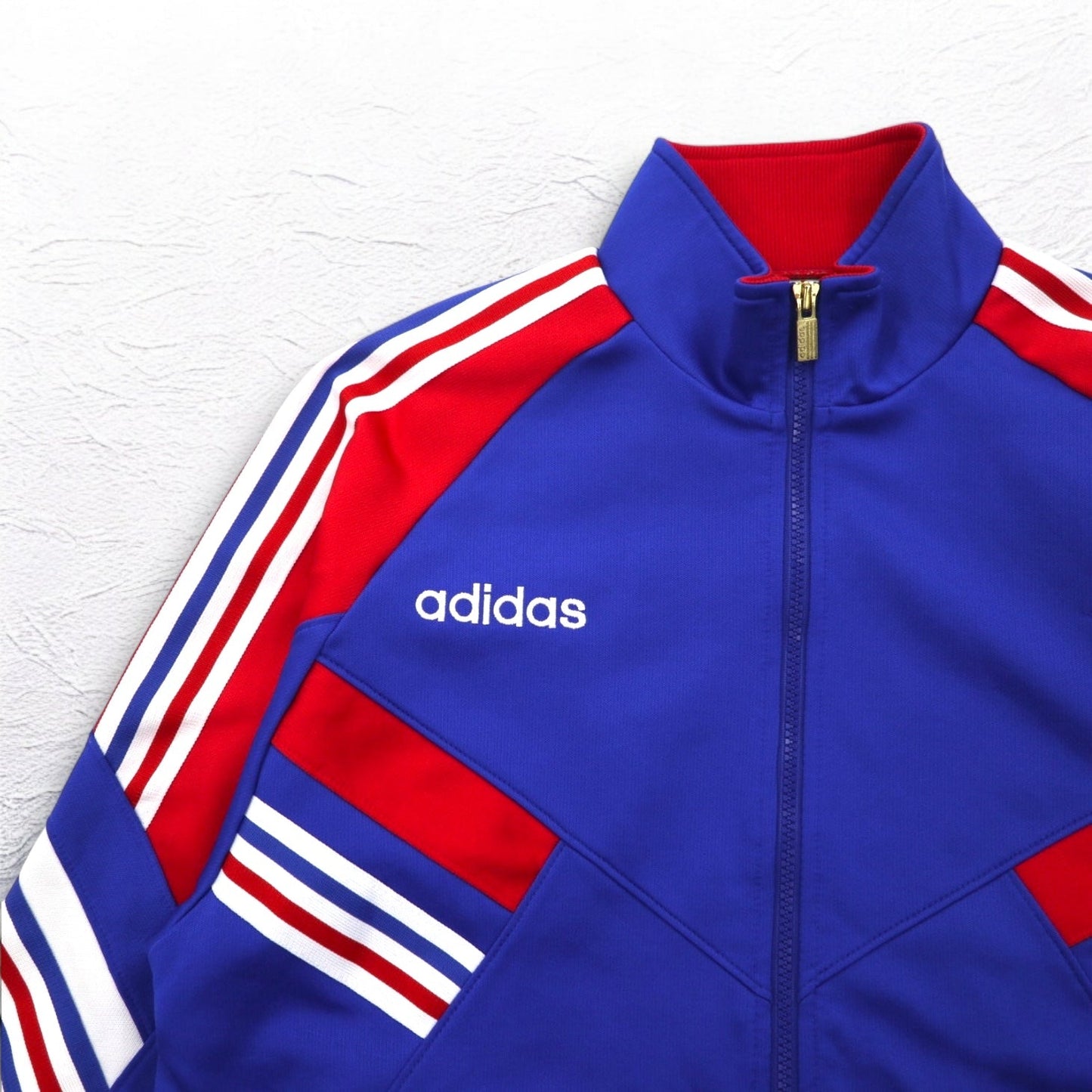 adidas 90年代 デサント社製 トラックジャケット ジャージ L ブルー トリコロール 3ストライプ 日本製