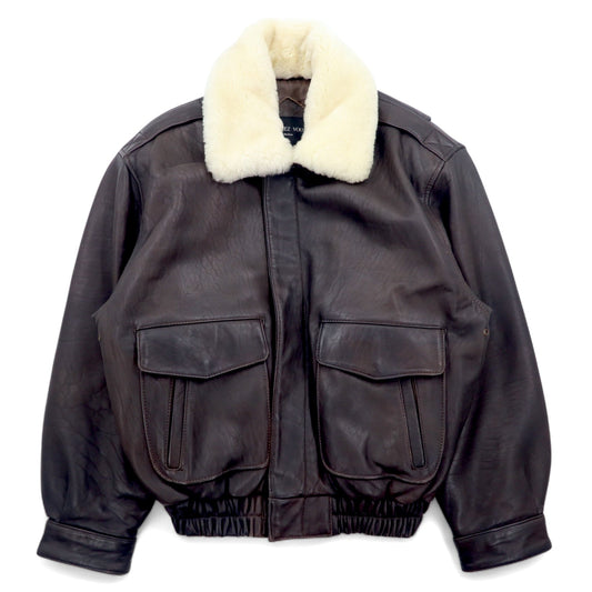 G-1 レザー フライトジャケット 中綿 ボンバージャケット L ブラウン 羊革 ラムレザー 襟ボア着脱可 BONNEZ VOUS