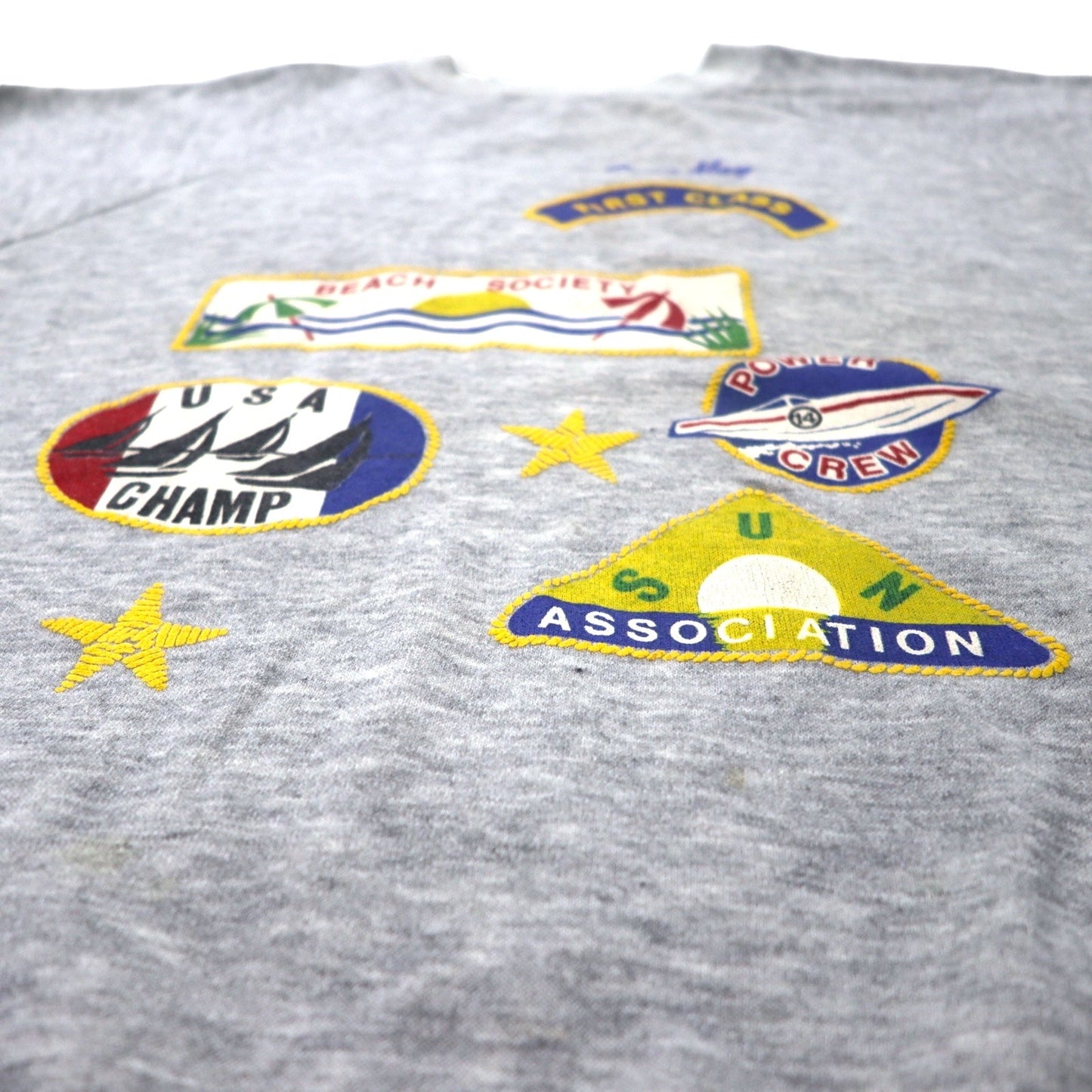 SIGNAL USA製 90年代 ワッペン プリント スウェット XL グレー コットン 裏起毛