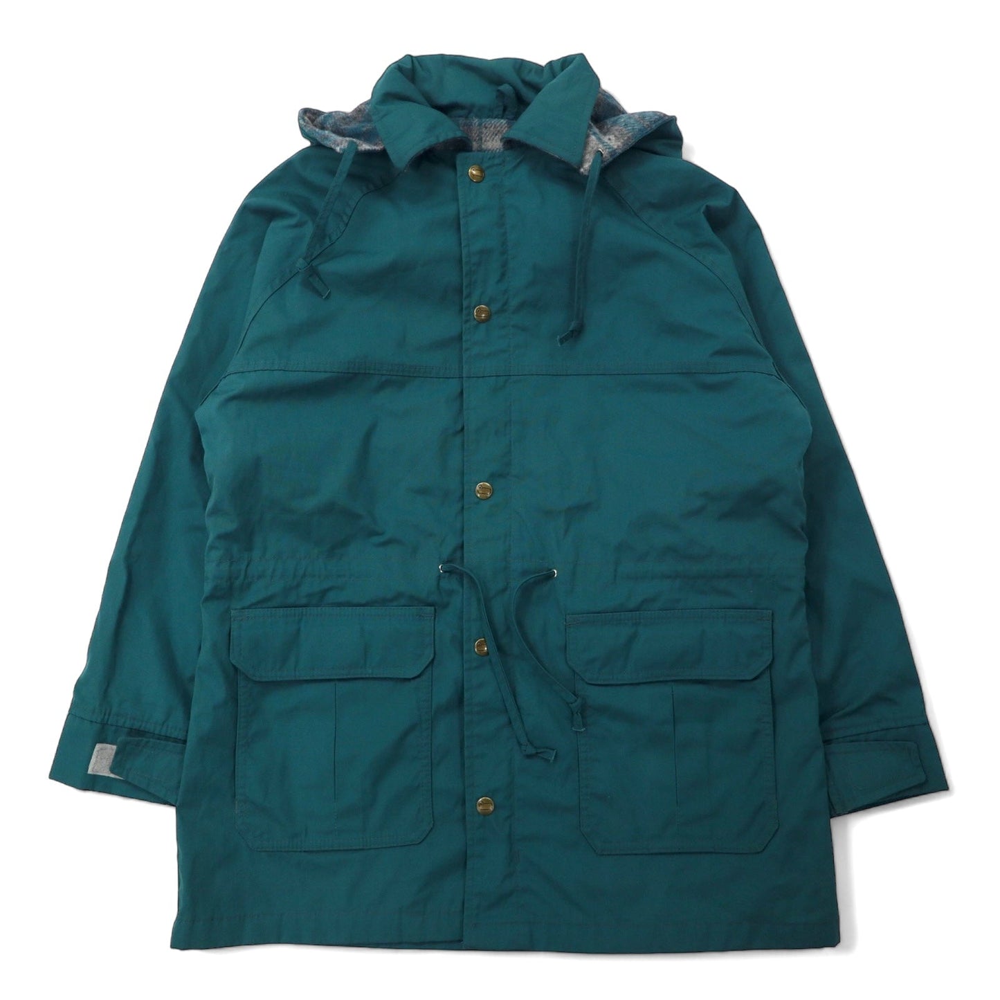 Woolrich USA製 70年代 マウンテンパーカー M グリーン ポリエステル 65/35クロス ブランケットライナー フード着脱式 ドローコード 白タグ