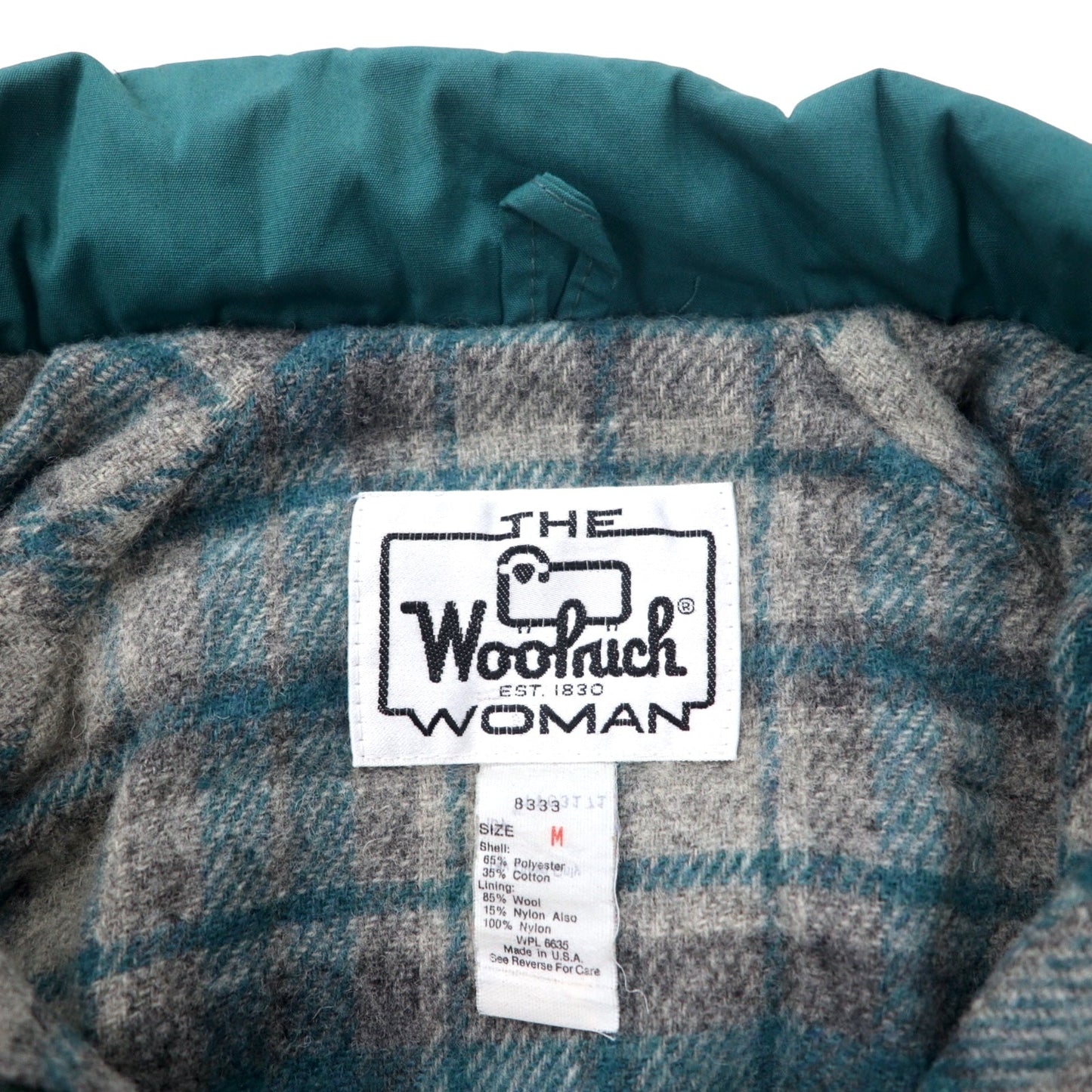 Woolrich USA製 70年代 マウンテンパーカー M グリーン ポリエステル 65/35クロス ブランケットライナー フード着脱式 ドローコード 白タグ