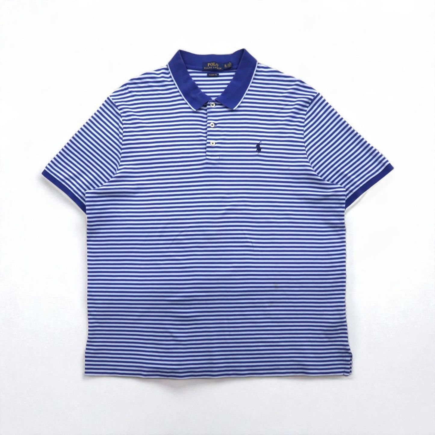 POLO RALPH LAUREN クラシックフィット ボーダー ポロシャツ XL ブルー コットン スモールポニー刺繍