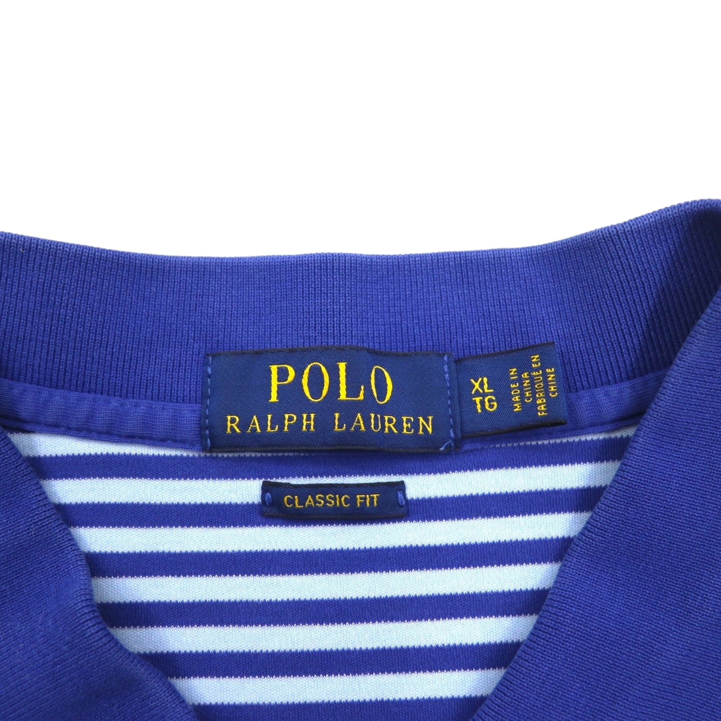 POLO RALPH LAUREN クラシックフィット ボーダー ポロシャツ XL ブルー コットン スモールポニー刺繍