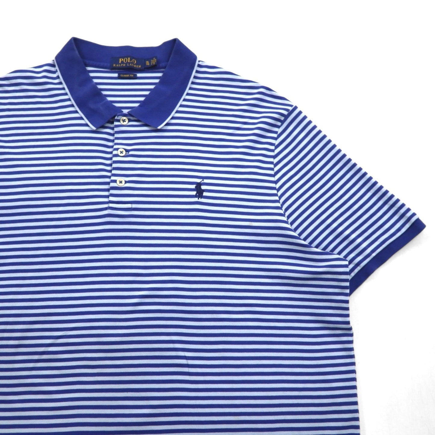 POLO RALPH LAUREN クラシックフィット ボーダー ポロシャツ XL ブルー コットン スモールポニー刺繍