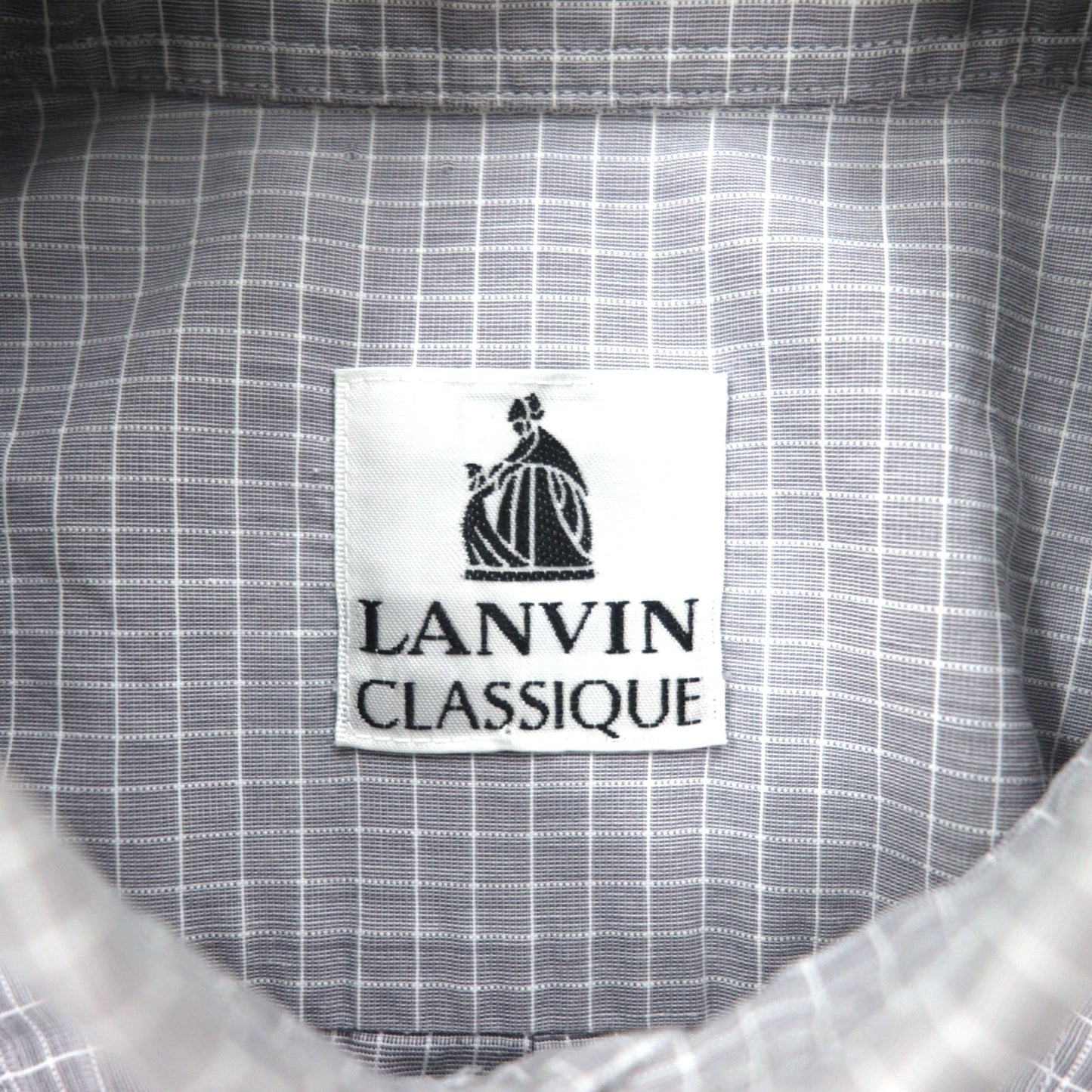 LANVIN CLASSIQUE 90年代 ボタンダウンシャツ S グレー コットン ウィンドペンチェック