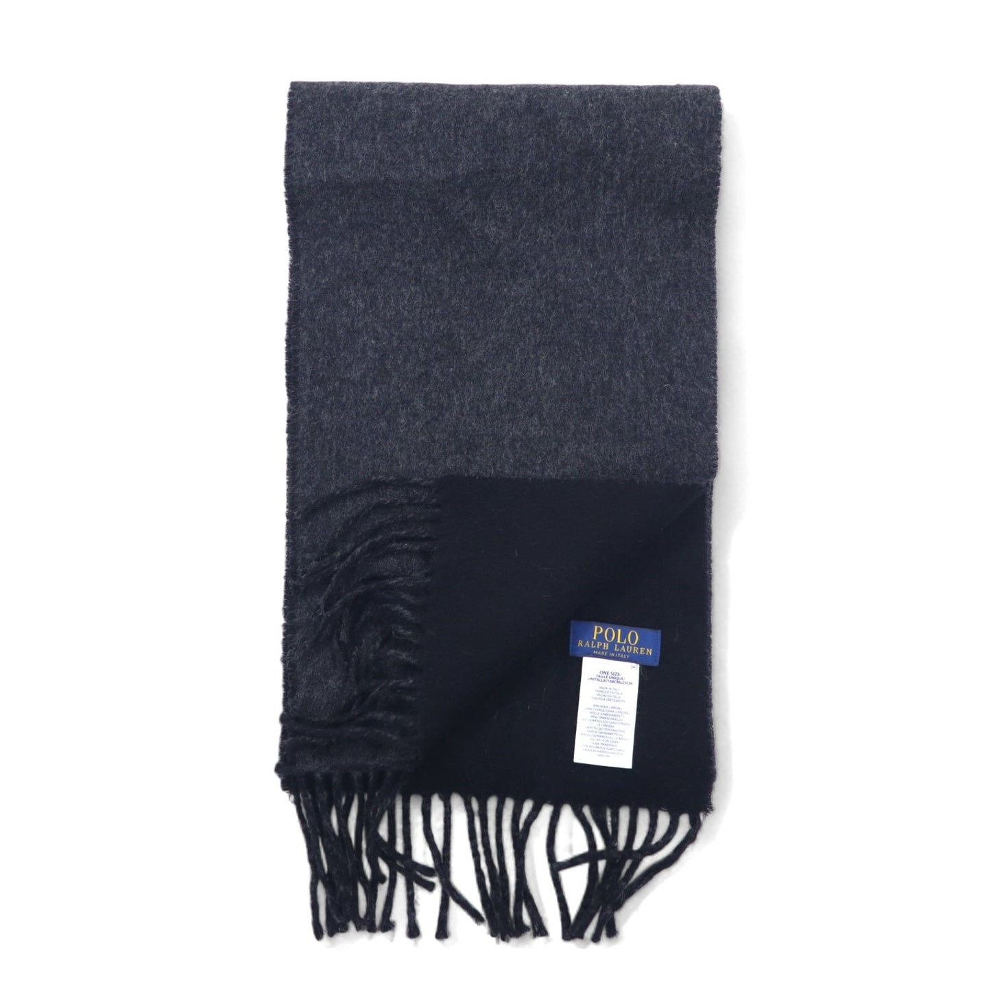 POLO RALPH LAUREN イタリア製 マフラー ブラック グレー スモールポニー 刺繍