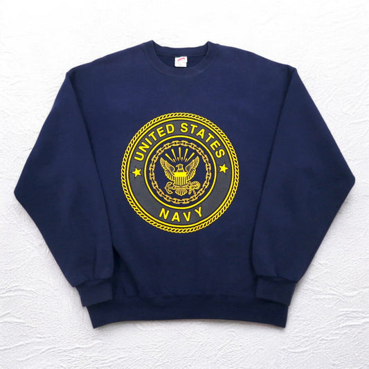Vintage 90s USA Made US NAVY Sweatshirt SOFFE スウェット XL ネイビー 両面プリント ミリタリー