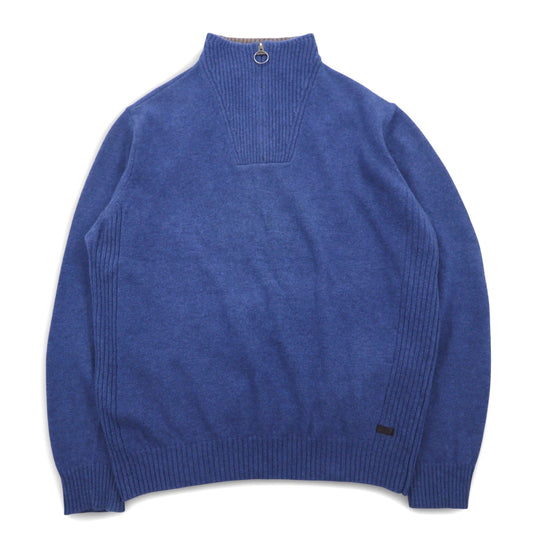 Barbour ハーフジップ ニット セーター XXL ブルー ウール MKN0863BL15 トルコ製