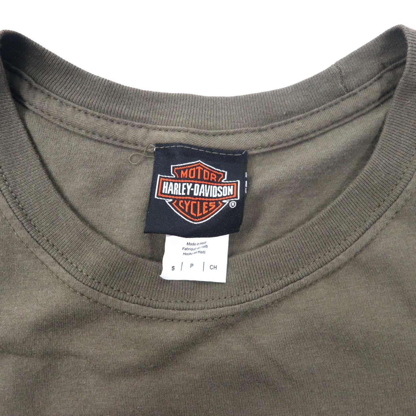 HARLEY DAVIDSON ロゴプリント Tシャツ S カーキ コットン FLORIDA
