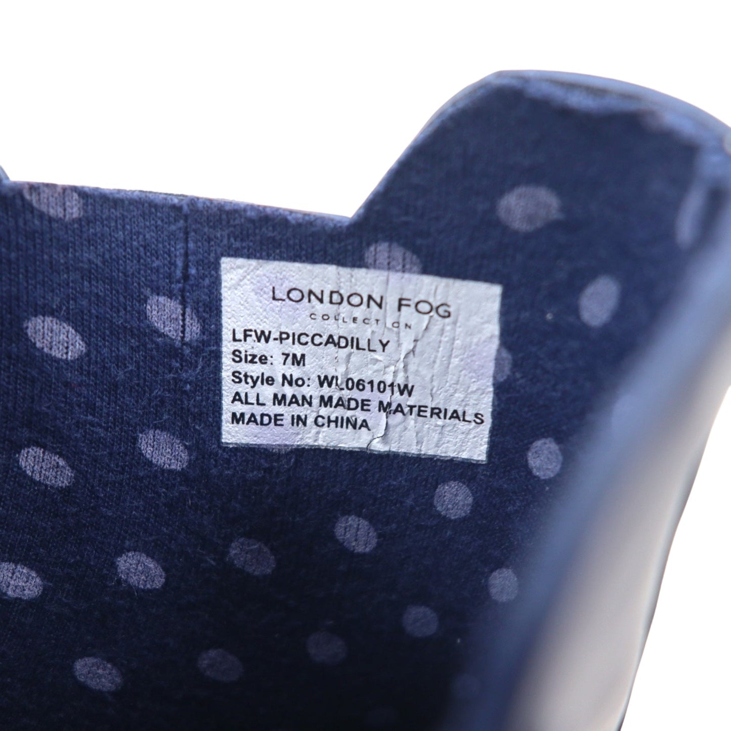 LONDON FOG レインブーツ 25cm ネイビー ラバー ドット WL06101W