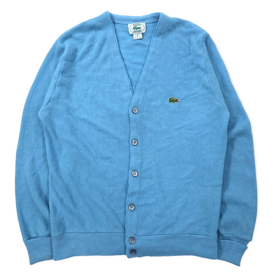 IZOD LACOSTE USA製 80年代 アクリルニット カーディガン S ブルー ワンポイントロゴ
