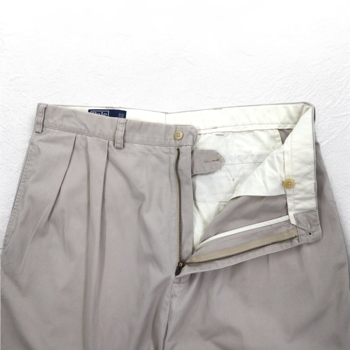 Polo by Ralph Lauren 90年代 ポロチノ POLO CHINO タック ワイド チノパンツ L ベージュ ANDREW PANT