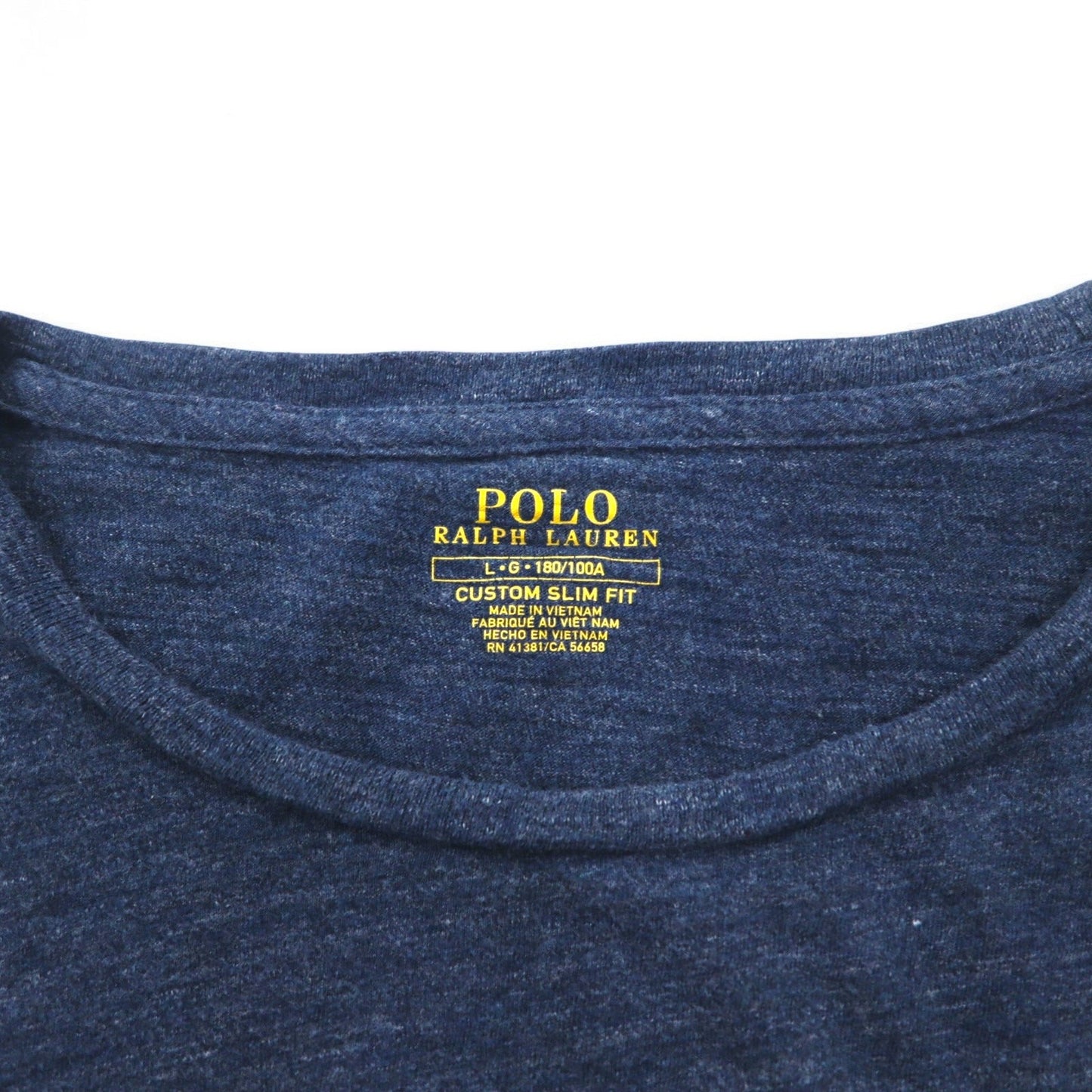 POLO RALPH LAUREN ロングスリーブ Tシャツ ロンT L ネイビー CUSTOM FIT スモールポニー刺繍