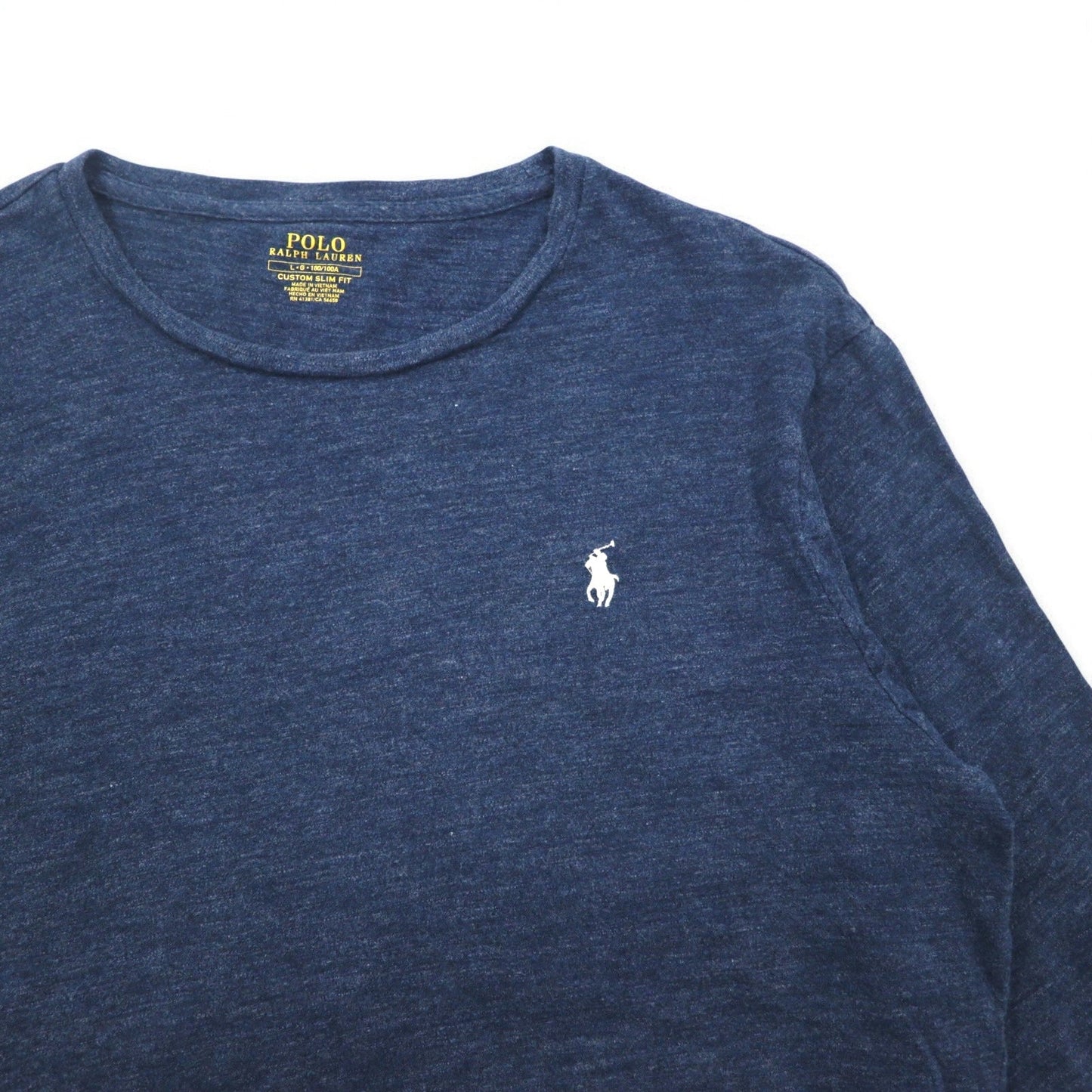 POLO RALPH LAUREN ロングスリーブ Tシャツ ロンT L ネイビー CUSTOM FIT スモールポニー刺繍
