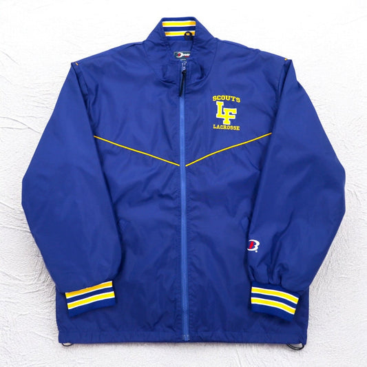 USA製 90年代 Boathouse SPORTS ナイロンジャケット ジャージ XL ブルー ドローコード カレッジプリント LAKE FOREST COLLEGE