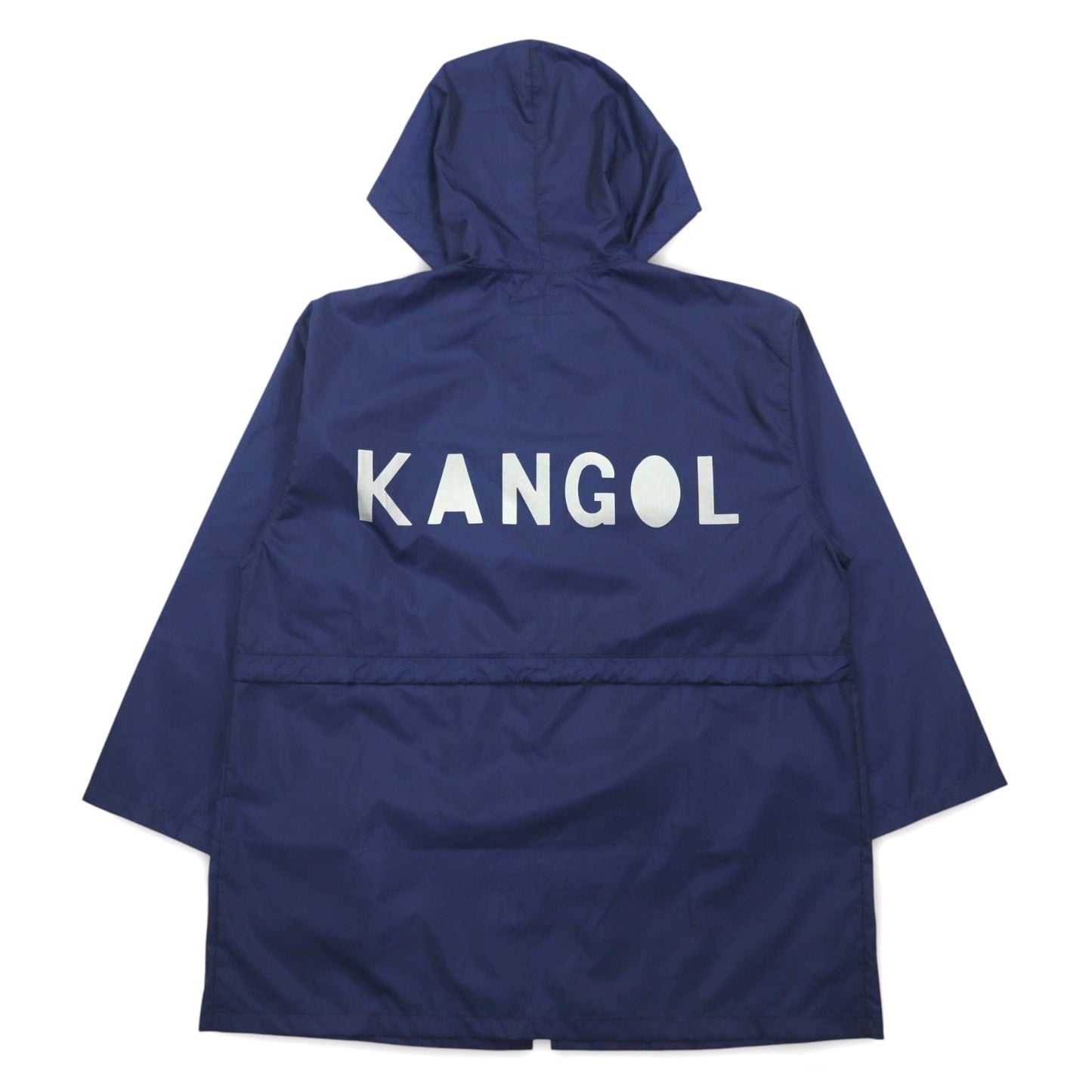 KANGOL レインジャケット FREE ネイビー ナイロン 撥水 バックロゴプリント ドローコード 日本製
