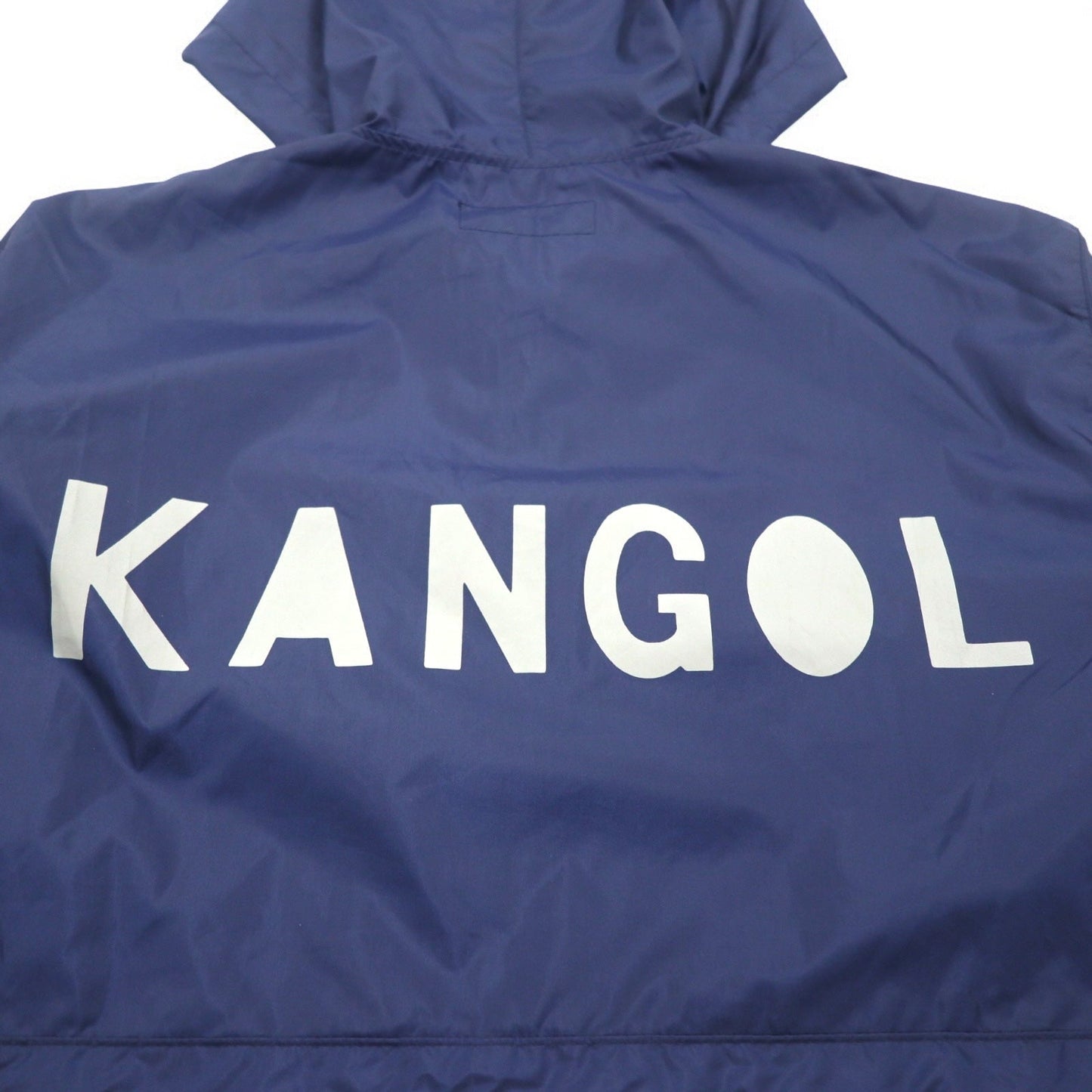 KANGOL レインジャケット FREE ネイビー ナイロン 撥水 バックロゴプリント ドローコード 日本製