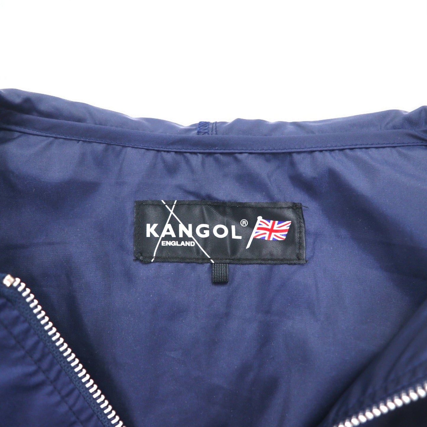 KANGOL レインジャケット FREE ネイビー ナイロン 撥水 バックロゴプリント ドローコード 日本製