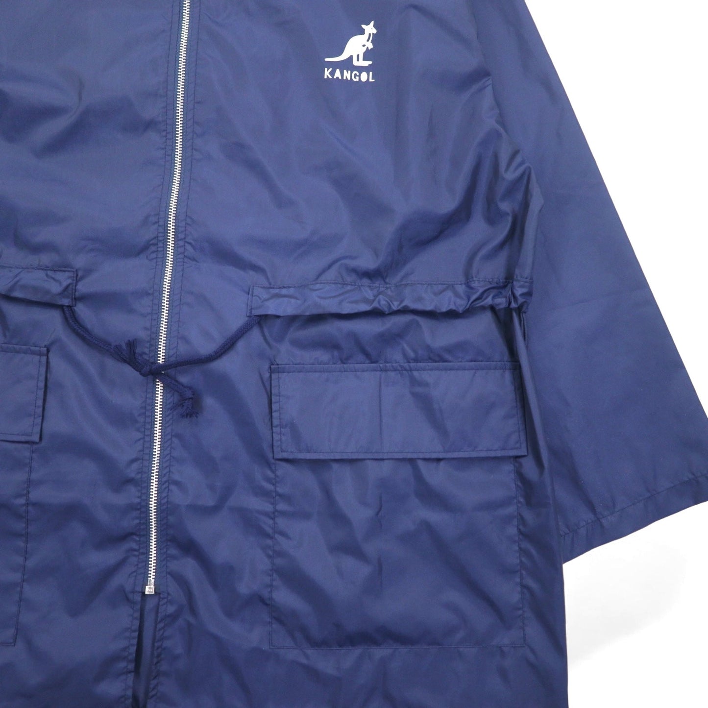 KANGOL レインジャケット FREE ネイビー ナイロン 撥水 バックロゴプリント ドローコード 日本製