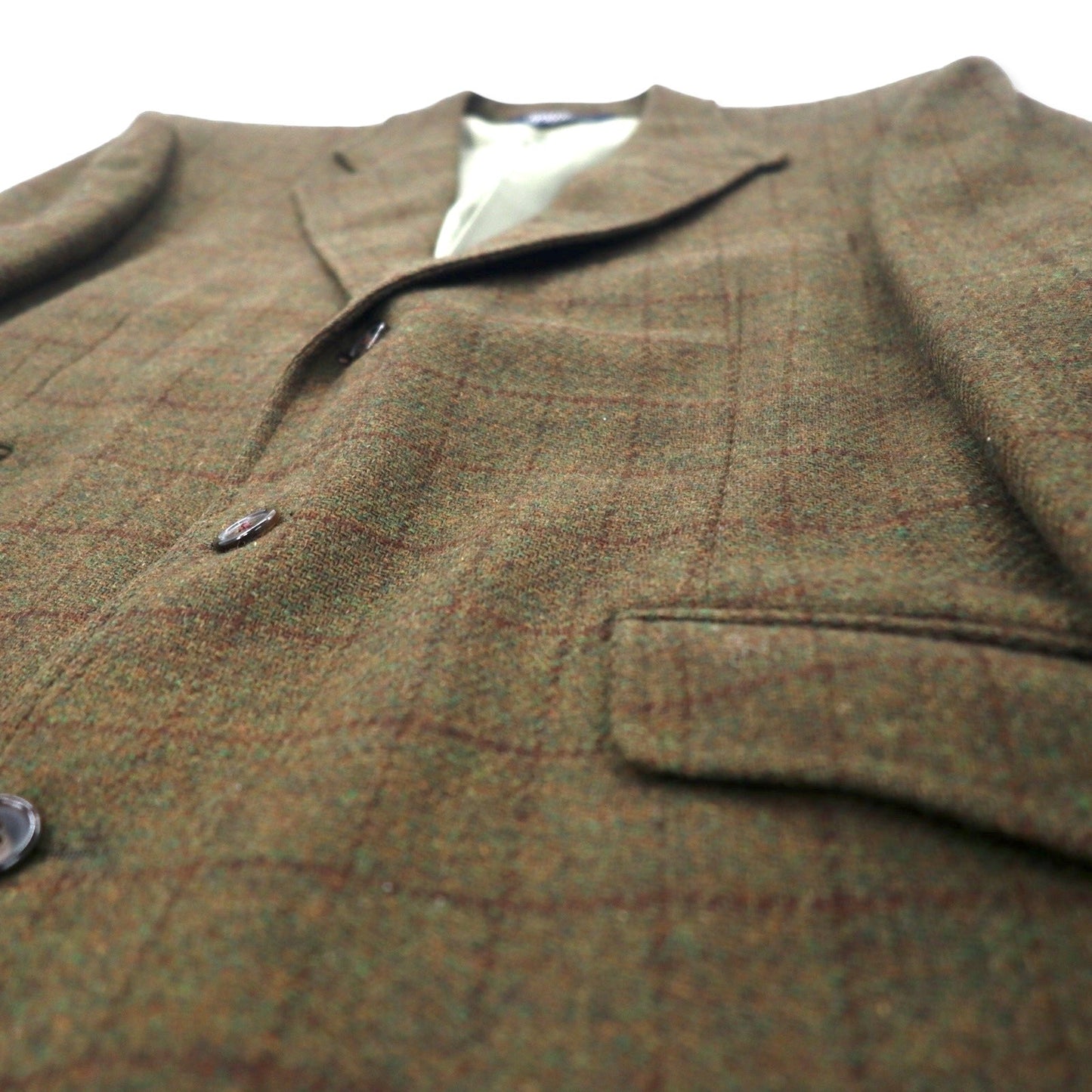 Polo by Ralph Lauren 3B ツイード テーラードジャケット 175 ブラウン グレンチェック ウール 日本製