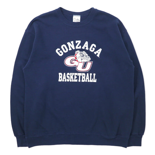 The Cotton Exchange USA製 90年代 カレッジ プリント スウェット XL ネイビー コットン GONZA BASKETBALL アーチロゴ