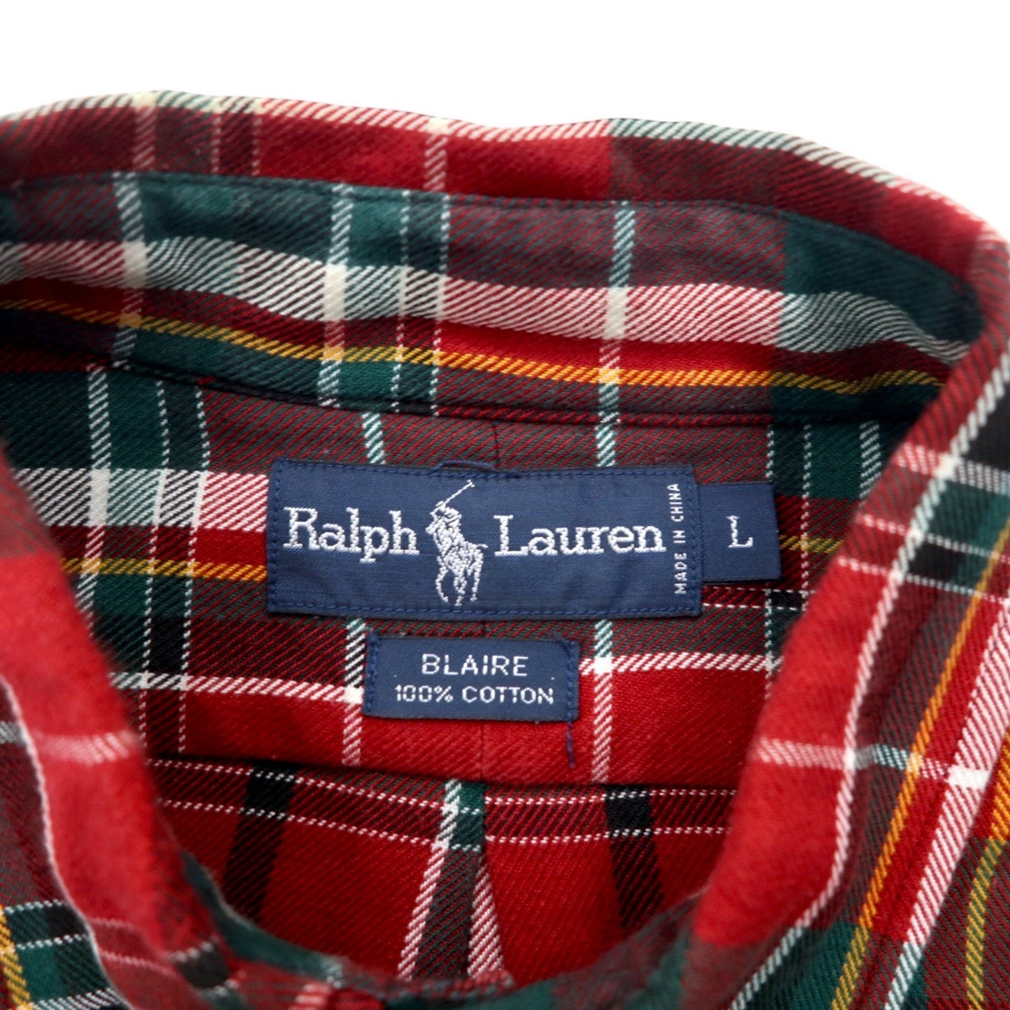 RALPH LAUREN 90年代 BLAIRE ボタンダウン フランネルシャツ L レッド チェック スモールポニー刺繍