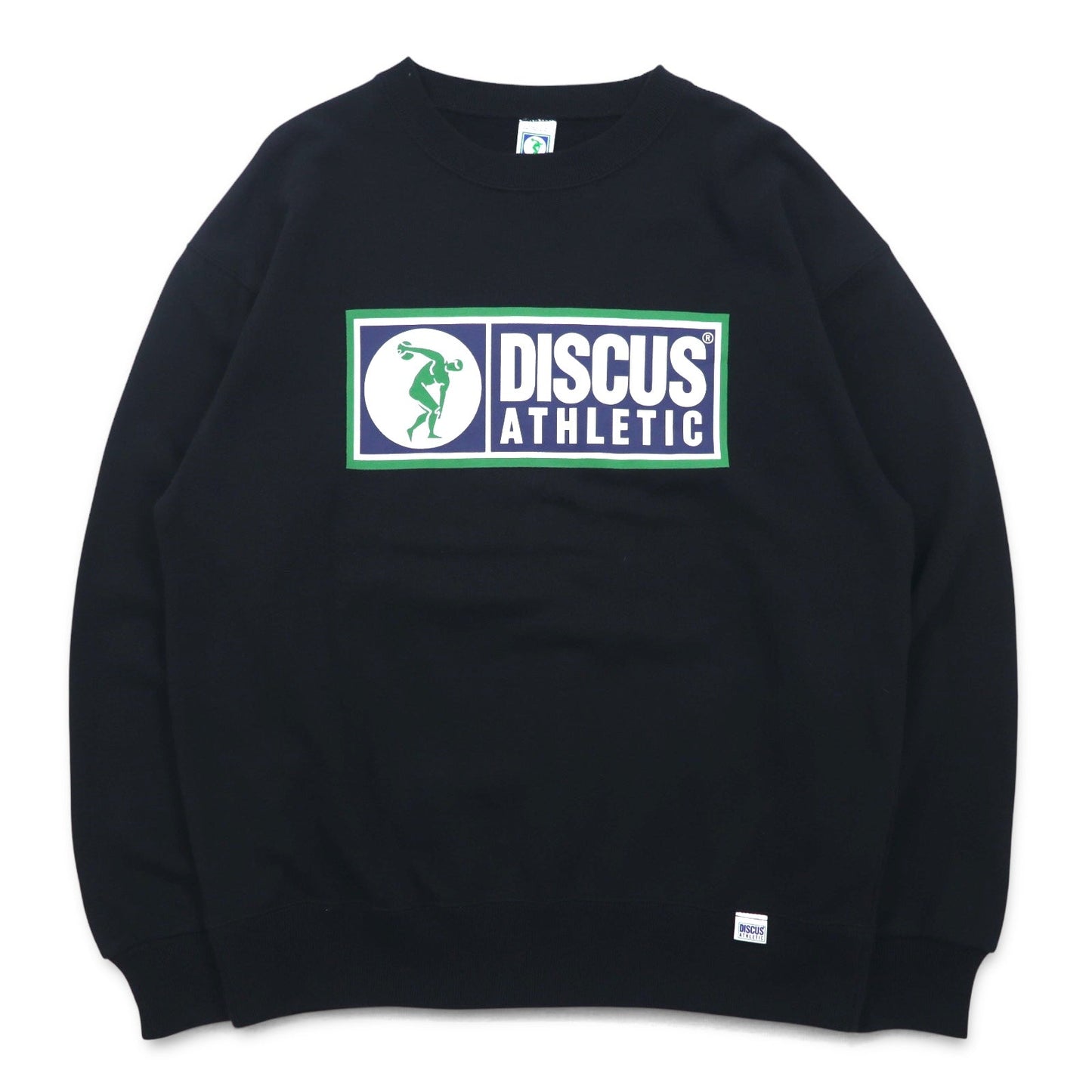 DISCUS ATHLETIC クルーネック スウェット M ブラック コットン  ロゴプリント
